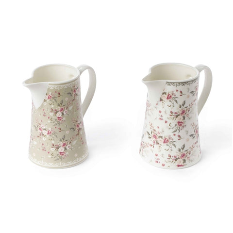 CLOUDS OF FABRIC Pitcher SOPHIE porcelain flowers 2 variants 600 ml