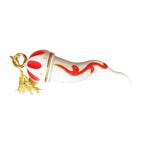 SHARON Big horn lucky charm decoration in white and red porcelain H32 cm