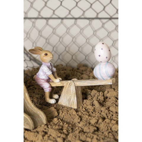 CLAYRE & EEF Coniglio sulla giostra decorazioni Pasqua beige 16x3x12 cm