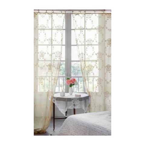 L'ATELIER 17 Bedroom marquee, total lace curtain with damask embroidery, "Aurore" Shabby Chic Collection 300x290 cm 3 variants