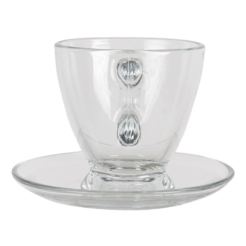 CLAYRE &amp; EEF Set 2 tasses à café avec soucoupe en verre transparent 85 ml 8x6x7 cm 11x10x2 cm