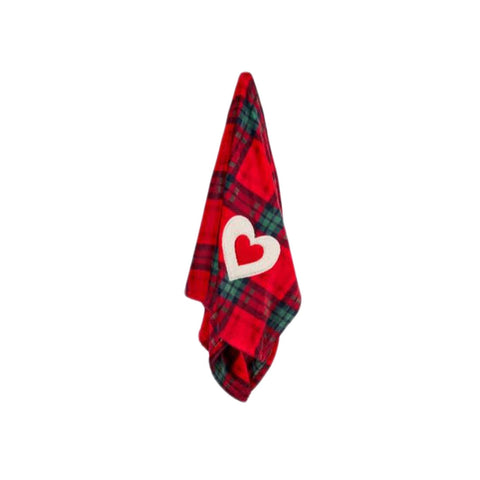 NUVOLE DI STOFFA Plaid invernale scozzese con cuore poliestere rosso 130x160 cm