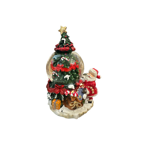 EDG Palla di neve Babbo Natale con pino e doni Ø10 cm