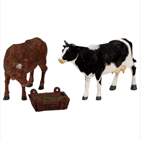 LEMAX 3-piece set Bull and Cow "Feeding Cow &amp; Bull" in Vail Village resin