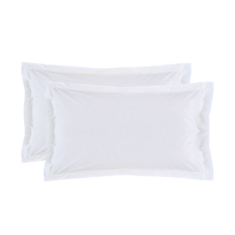 Blanc Perle Lot de 2 taies d'oreiller en coton blanc "Onyx" 50x80 cm