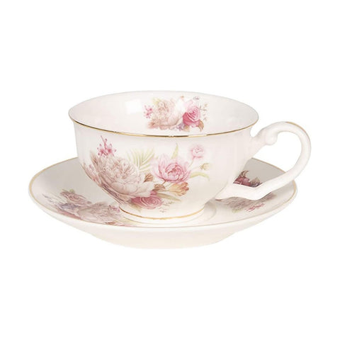 CLAYRE E EEF Set 2 tasses à thé en porcelaine avec soucoupe fleurs Ø13x2x12x9x5 cm