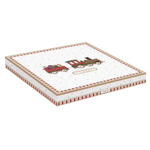 EASY LIFE Piatto torta panettone natalizio "POLAR EXPRESS" con paletta Ø32 cm