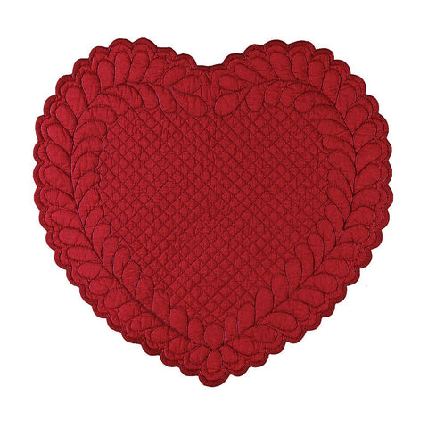 BLANC MARICLO' Set 2 red cotton heart-shaped placemats 42x42 cm