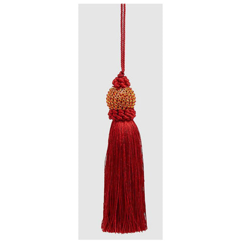 EDG Pompon en tissu rouge avec bijoux H15 cm 2 variantes (1pc)