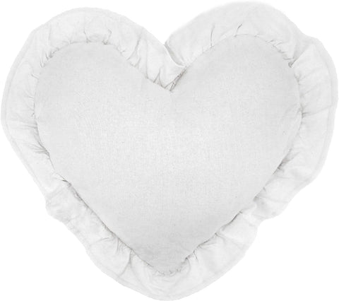 L'ATELIER 17 Cuscino arredo decorativo a forma di cuore con balza in puro cotone, Collezione: "Essentiel" Shabby Chic 50x55 cm 4 varianti