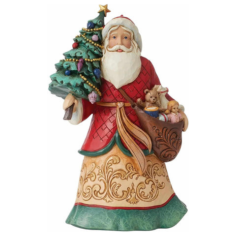 Enesco Statuina natalizia Babbo natale con albero in resina Jim Shore