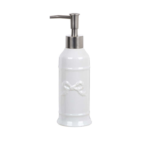 BLANC MARICLO' Dispenser porta sapone con fiocco in ceramica bianco 6x6x21 cm