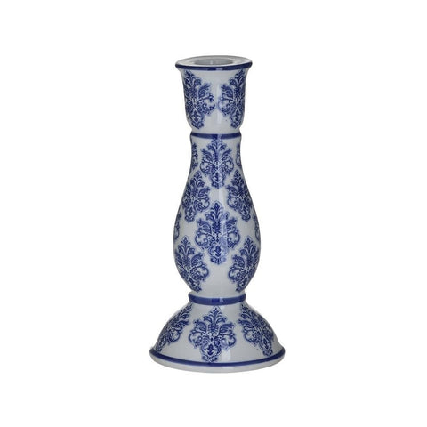 INART Portacandela ceramica blu bianco Ø11,5 H25 cm 3-70-830-0015
