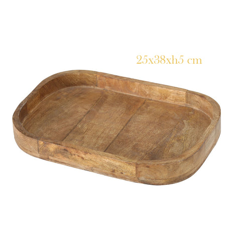 Boltze Rectangular kitchen tray, mango wood centerpiece, "TIKKO" Country natural color 2 variants