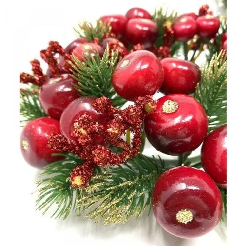 EDG Candlestick Christmas decoration golden pine crown with meline Ø12 cm