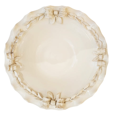 Ad Rem Collection Handcrafted ivory round ceramic centerpiece
