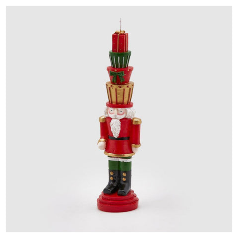 EDG Enzo De Gasperi Soldier candle with gifts Christmas nutcracker decoration in wax H34 cm