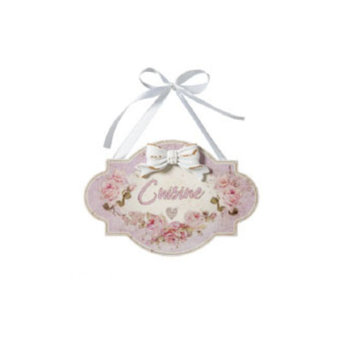 L'arte di Nacchi Pink cuisine plate to hang with bow in MDF wood 20x2x13.5 cm