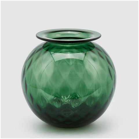 EDG - Enzo de Gasperi "Opium" green glass hammered effect vase D25xH24 cm