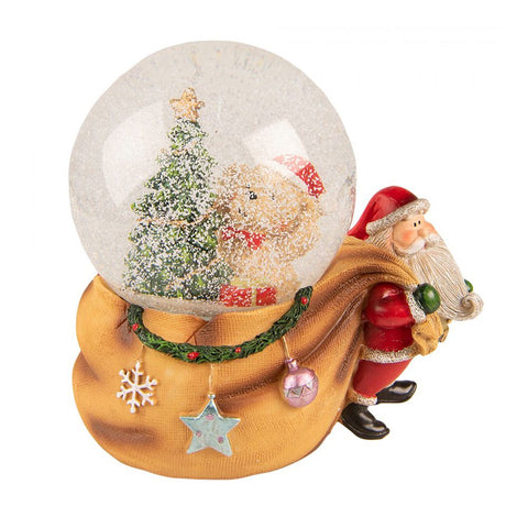 Clayre &amp; Eef Boule à neige avec Père Noël Polyrésine/Verre 14x10x14 cm