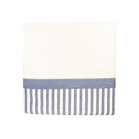 BIANCO PERLA Parure de lit double pur coton blanc et bleu 250x290 cm