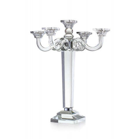 Emò Italia Candlestick candle holder with 5 arms in transparent crystal made in Italy, modern 40x40xh47 cm