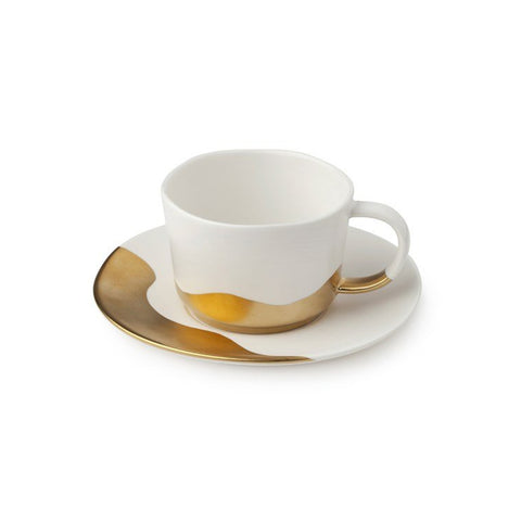 HERVIT Coffret 2 tasses à café en porcelaine or et ivoire ø 7cm 27857
