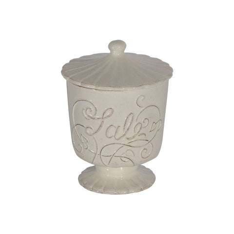 VIRGINIA CASA “VOLUTE” salt jar in white ceramic H18 cm B200BT-1@B