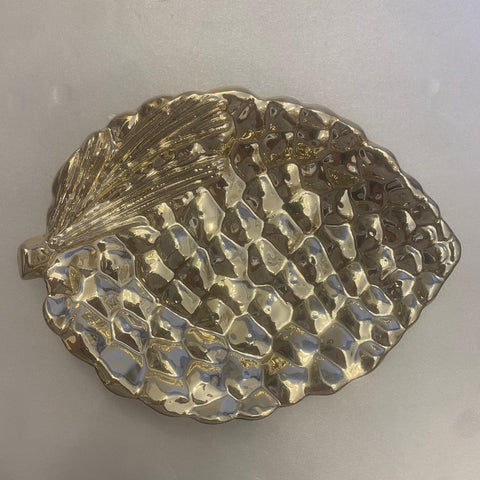 VIRGINIA CASA Gold ceramic pinecone-shaped pocket tray 14x19 cm