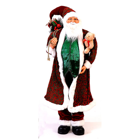 VETUR Statuina Babbo Natale con orsacchiotto e doni h120 cm
