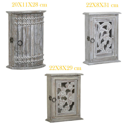 INART Keychain home wall entrance in mango wood with natural aged effect, Ethnic Shabby Chic Vintage 3 variants