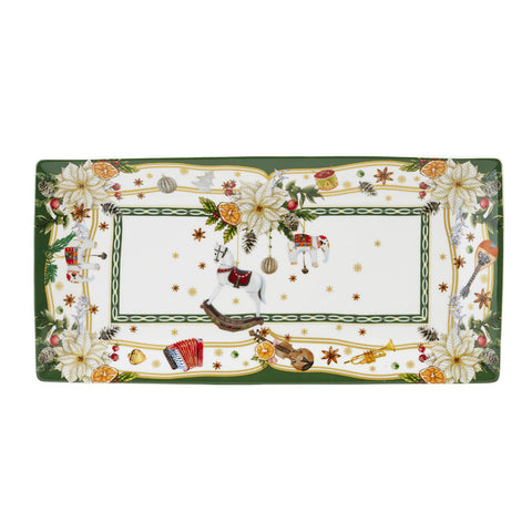 Fade Rectangular porcelain tray with "Gillian" decorations 31.5x15.5 cm