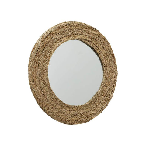 Boltze Round wall mirror "Raliana" with water hyacinth frame, 100% handmade D55 cm