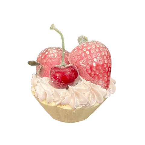 I DOLCI DI NAMI Tarte à la crème rose et fraises dessert décoratif Ø8 H7 cm