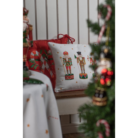 Clayre & Eef Cuscino arredo natalizio quadrato bianco schiaccianoci da divano 40x40 cm
