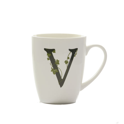 PORCELAINE BLANCHE Mug initiale V noir ATUPERTU tasse à lait blanc 380 cc