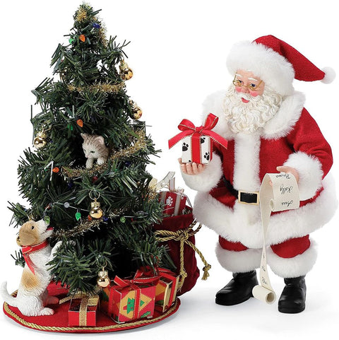 Département 56 Rêves possibles Père Noël en résine avec arbre et animaux