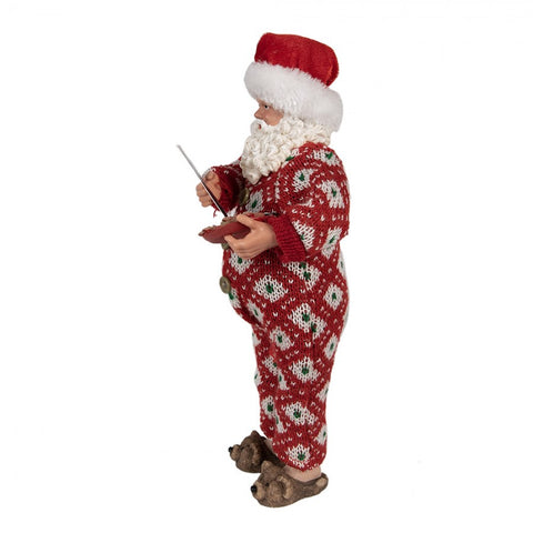 Clayre &amp; Eef Santa Claus in pajamas with flyer 16x8x28 cm
