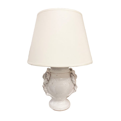 LEONA Lampe à poser en céramique blanche Shabby Chic avec noeuds H43 cm