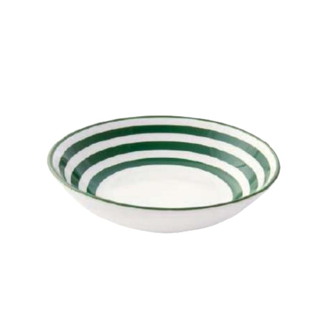 EASY LIFE set of 6 deep plates GREEN CIRCLES in ivory ceramic and green details Ø22 cm