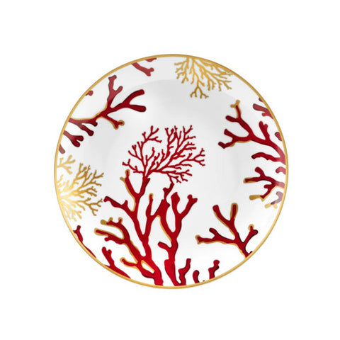 Fade Porcelain serving plate with corals round "Lagoon", Mediterranean Glamor D30,5cm