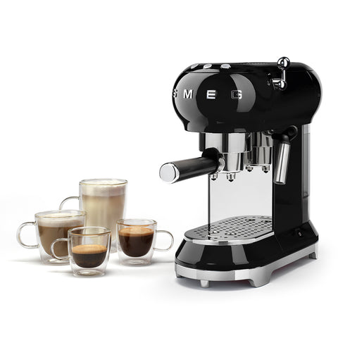 Machine à café expresso manuelle SMEG en acier inoxydable noir