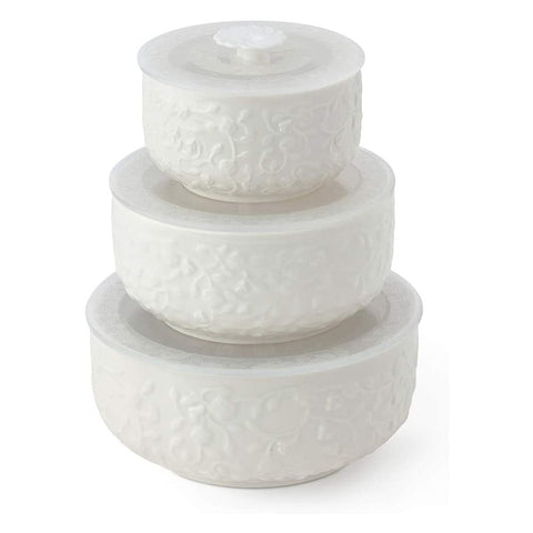 HERVIT Lot de 3 récipients ROSELLINE porcelaine blanche 28000