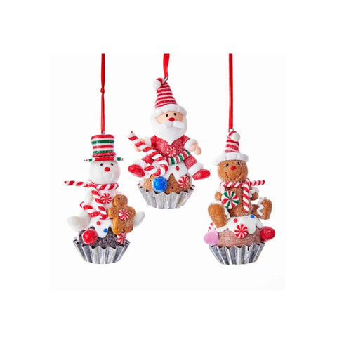 Kurt S. Adler Cupcakes en pain d'épice à suspendre pour sapin de Noël 3 variations 8,89 cm