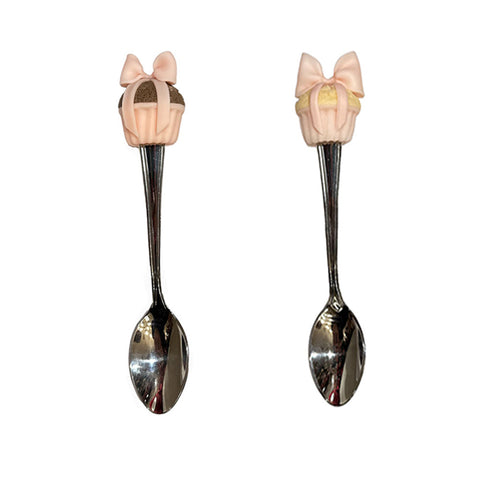 I DOLCI DI NAMI Metal spoon with muffin decoration and bow in 2 colors 16 cm
