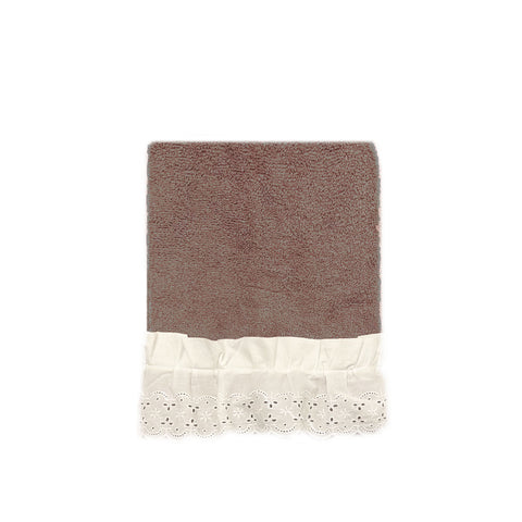 TEXTILES WORKSHOP Set of pairs of San Gallo lace terry towels in 3 color variants
