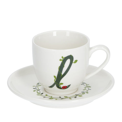 LA PORCELLANA BIANCA Espresso cup with saucer letter L in porcelain "Solo Tua" 90 cc