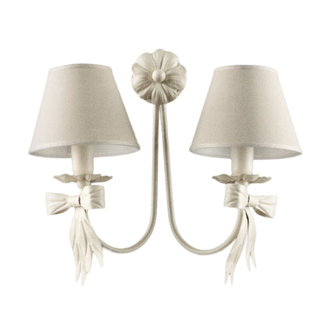 BRULAMP Applique 2 arms wall lamp with white metal bows 39x36 cm