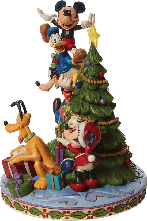 Figurine Enesco Disney Family illuminée avec arbre et cadeaux en résine Jim Shore
