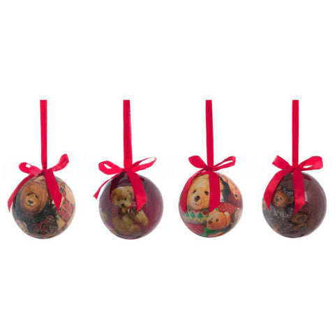 BLANC MARICLO' Boîte hexagonale 14 décorations de Noël assorties rouge Ø 7,5 cm